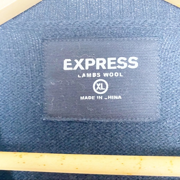 Express Lambswool Black & Grey Argyle Pullover Sweater Men’s Size XL - Picture 4 of 10